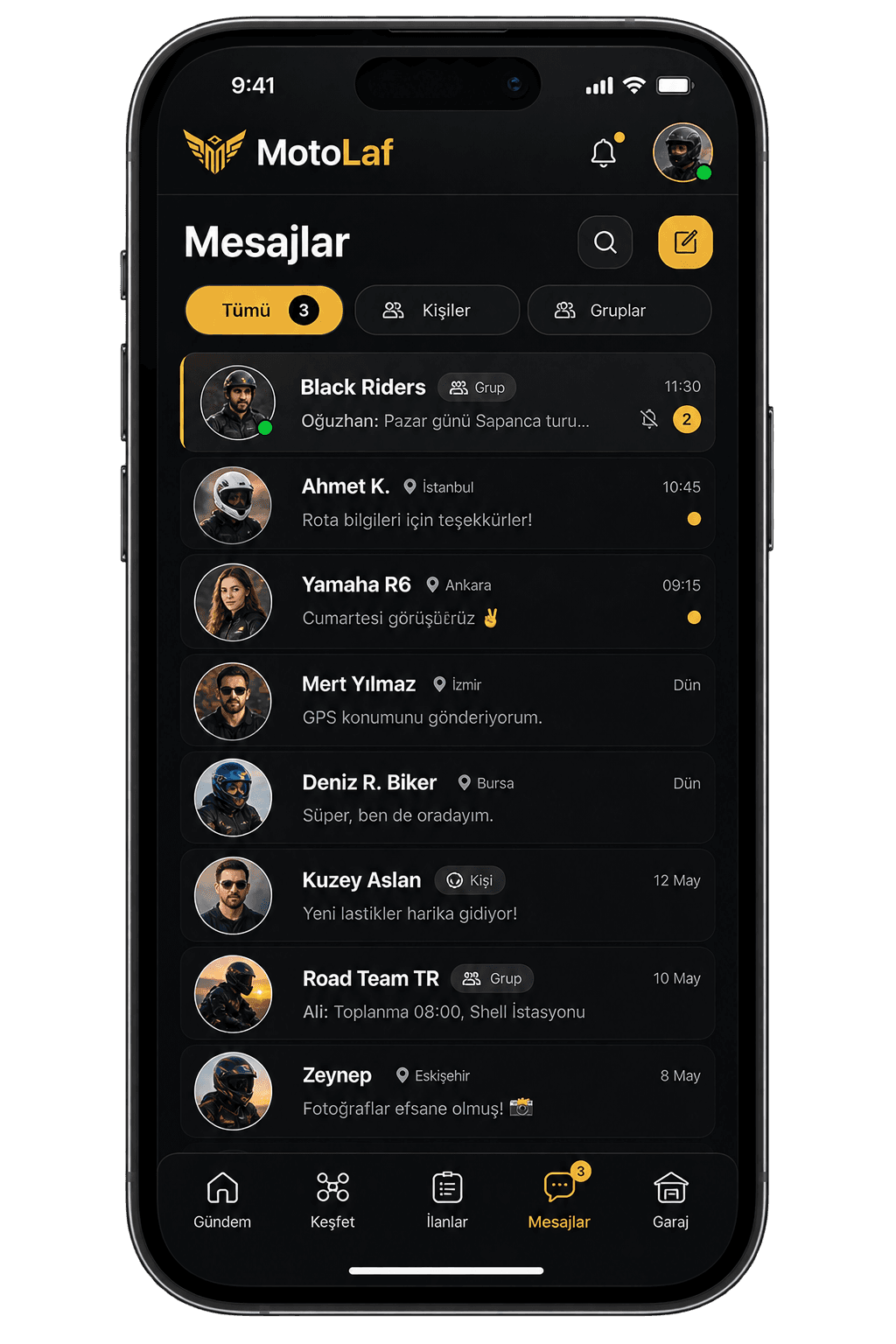 Mesajlar uygulama ekranı